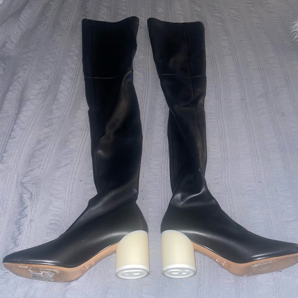 MM6 Maison Margiela black leather over the knee boots size 6 1/2 worn once